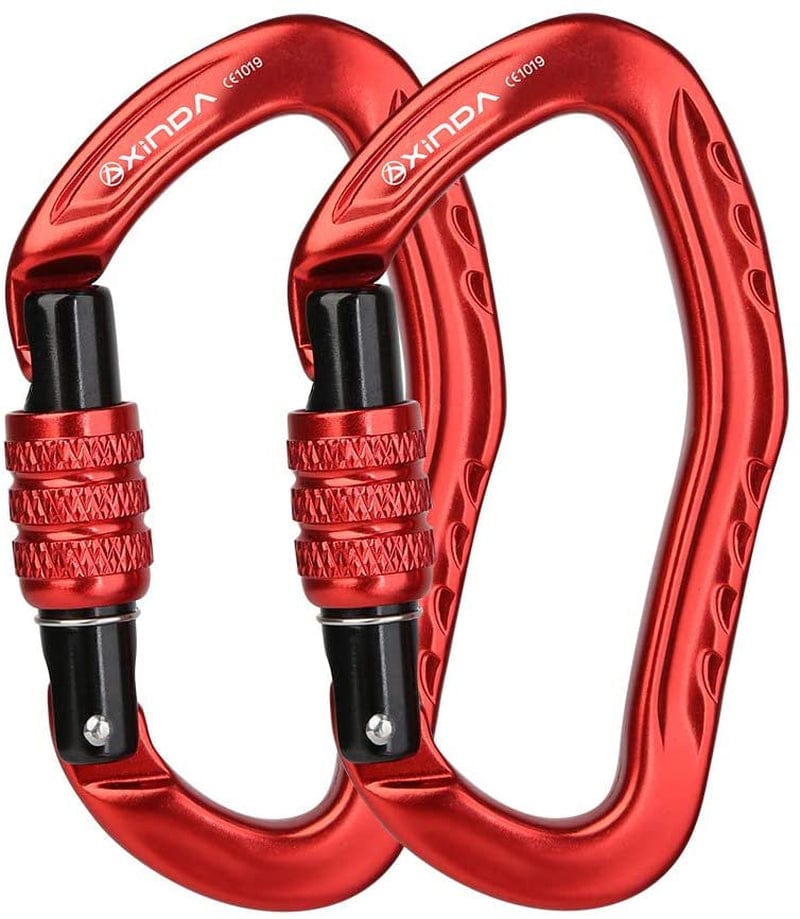 22KN Screwgate Climbing Carabiner Clip, Heavy Duty Offset D-Ring Locking Carabiner Large, CE UIAA Certified Carabiner Hooks for Climbing Hammock