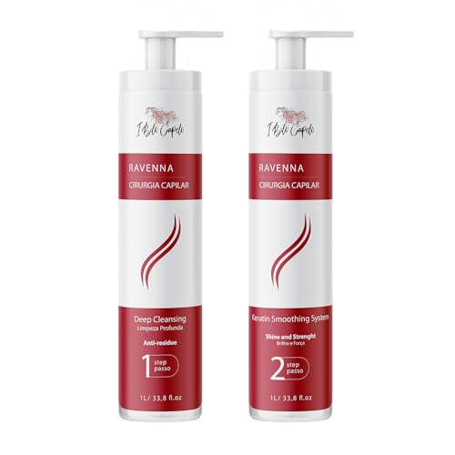 I Belli Capelli Ravenna Professional Keratin, Long-lasting Straightening Effect- Cirugia Capilar Para el Cabello- Celulas Madres Para el Cabello-Straightener System- 2x1L/33.8: