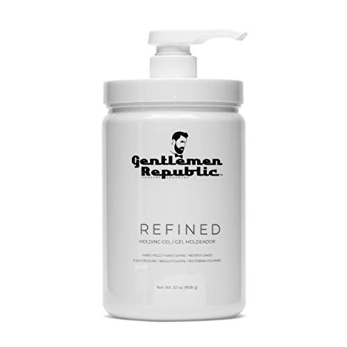 Gentlemen Republic 32oz Refined Gel - Professional Formula for 24 Hour Shine and Hold, Humidity Resistant, 100% Alcohol-Free and Never Flakes, Made in the USA - With Pump