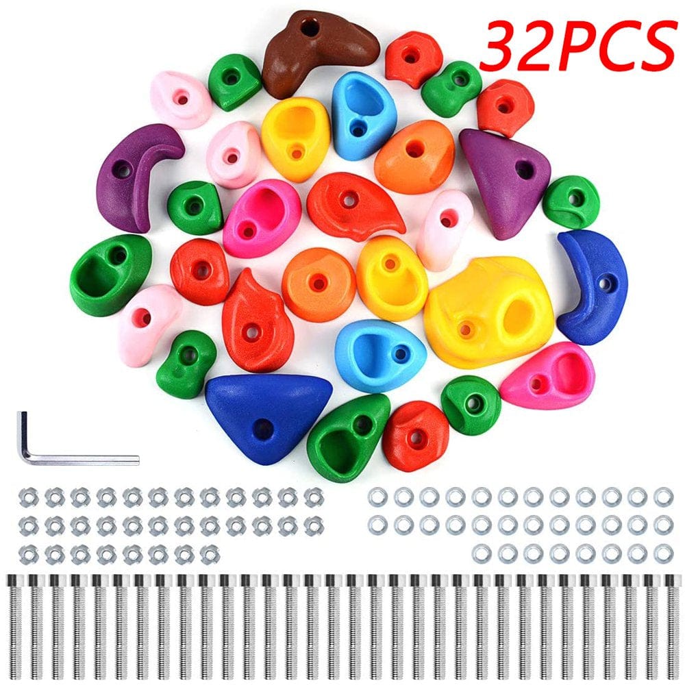 32Pcs Multi-Color Diy Monkey Rock Climbing Holds for Kids - Kids Rock Climbing Holds Rock Wall Climbing Kit