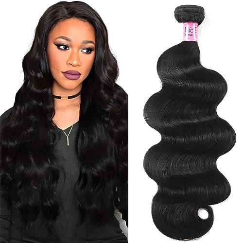 UNice Hair Brazilian Body Wave Human Hair 1 Bundle 18 inch 100% Unprocessed Virgin Human Hair Weave Extensions Natural Black Color Can be Dyed and Bleached