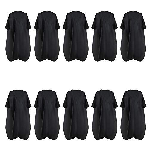 Black Waterproof Hair Salon Cape Professional Barber Cape with Metal Snap Closure Hair Cutting Cape for Adults Water Resistant Hairdressing Cape 59" x 47" (Pack of 10)