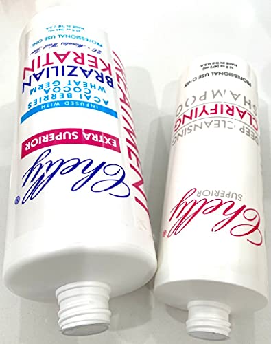 Chelly EXTRA SUPERIOR Brazilian Keratin Infused with ACAI BERRIES COCOA WHEAT& Clarifying Shampoo COMBO