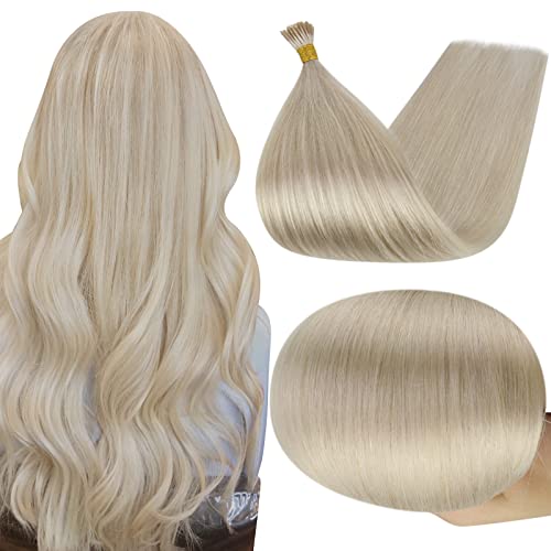 Full Shine I Tip Remy Human Hair Extensions 50s Stick Tip Extension 40g Pre Bonded Hair Extensions 22 Inch Platinum Blonde Hair Extensions I Tip Human Hair