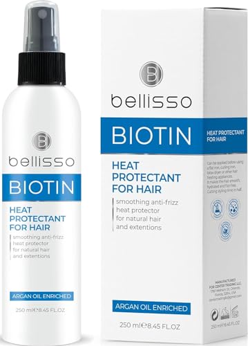 Biotin Heat Protectant Spray for Hair with Moroccan Argan Oil - Leave in Deep Conditioner for Dry Damaged Hair - Thermal Protection Styling and Treatment Products for Women – Salon Grade Products