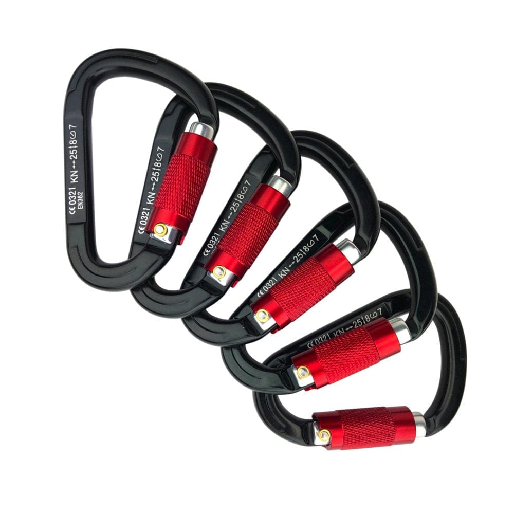 5 - 25Kn Carabiners Heavy Duty Climbing Twist Gate Auto Locking Aluminum D Ring