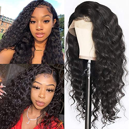 FASHION PLUS Loose Wave Lace Front Wigs Human Hair Pre Plucked 180 Density Loose Deep Wave Wig 13x4 HD Full Lace Frontal Wigs with Baby Hair Human Hair Wigs for Black Women 18 Inch
