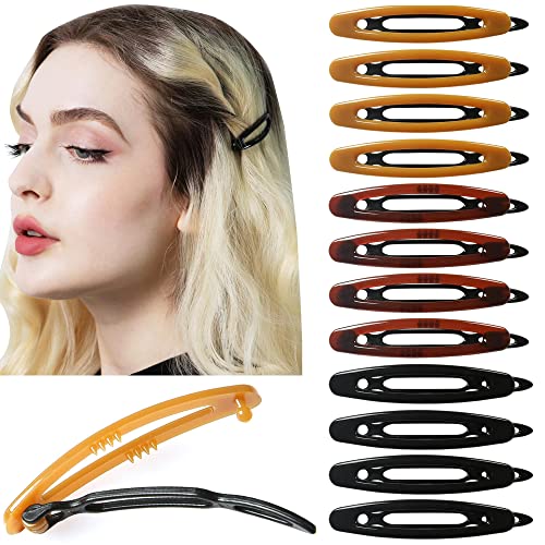 AURORA PIN 12pcs Hair Barrettes Set for Women and Girls, Hair Clips for Thick Thin Fine Hair, Non-metal Hair Accessories, Non-Slip Grip Handmade Snap Hairpin, BPA Free