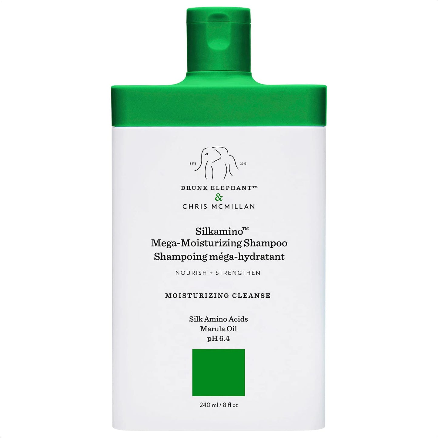Drunk Elephant Silkamino Mega-Moisturizing Shampoo - Nourishing and Strength, Moisturizing Cleanse for All Hair Types (240 mL / 8 Fl Oz)