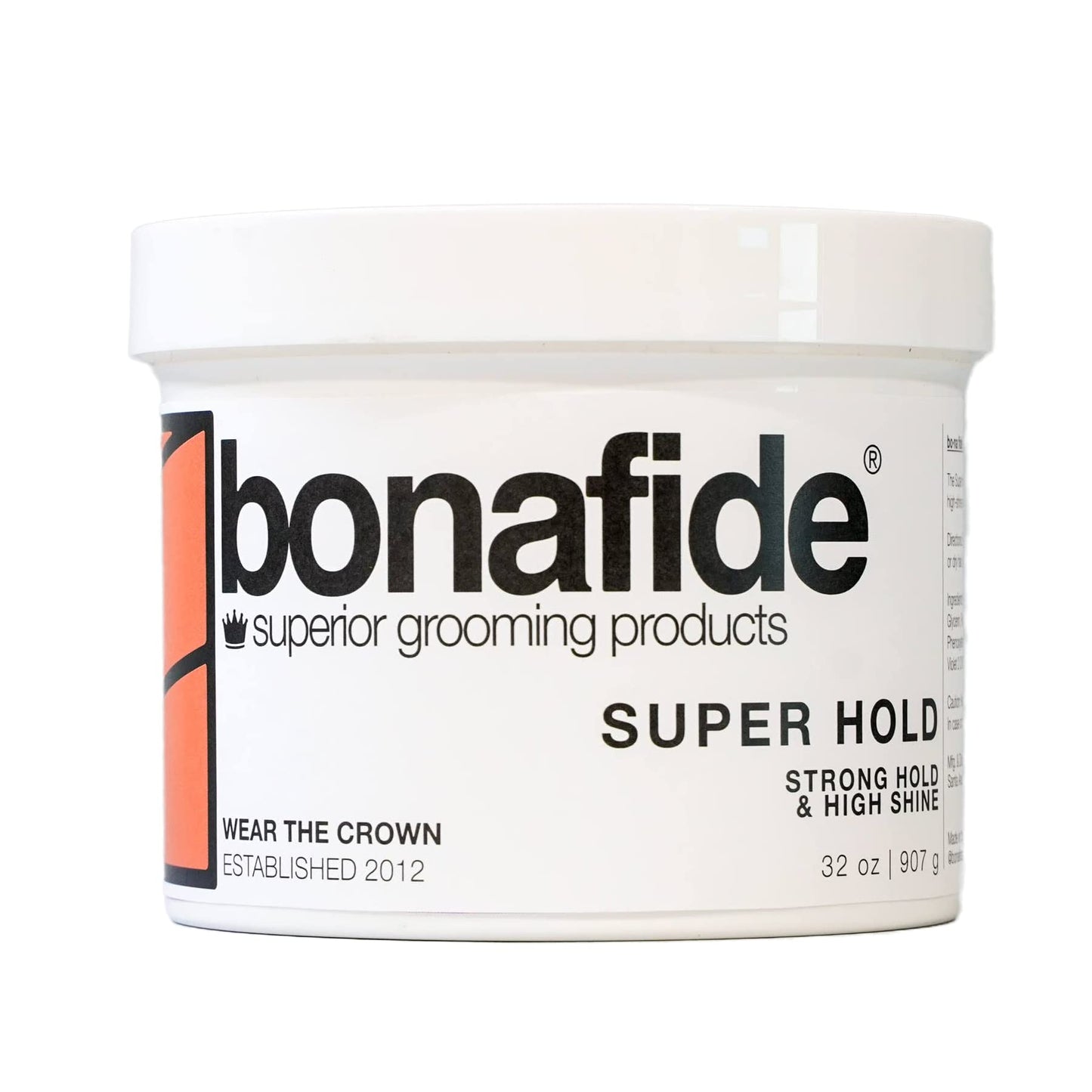 Bona Fide Pomade, Super Hold 32 oz. | Strong Hold High Shine, Water-Base Pomade, Non-Flaking Easy to Wash out Formula, Ligh Grapefruit Fragrance