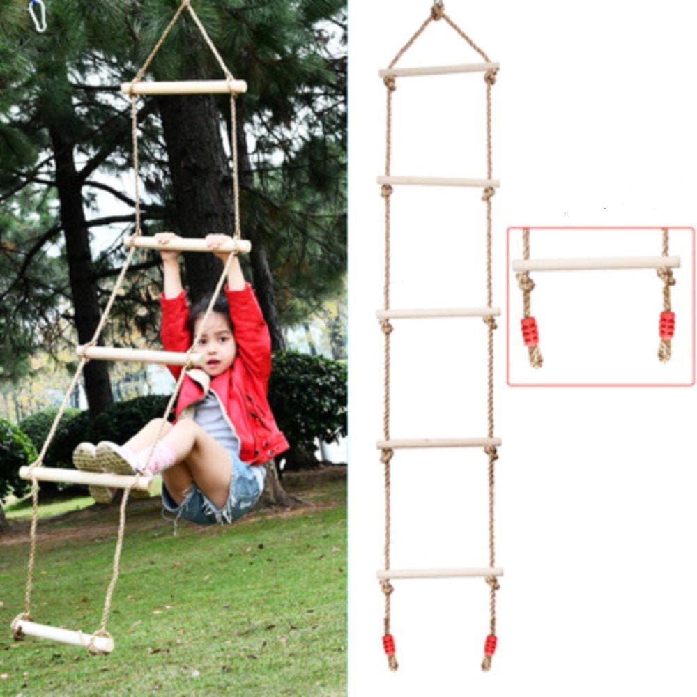 6Ft Climbing Rope Ladder for Kids Treehouse Ladder Swingset Accessories Outdoor Play Ninja Warrior Obstacle Training Equipment
