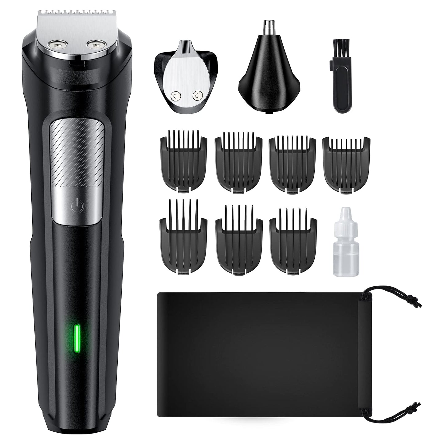 RICAF Beard Trimmer Hair Clipper for Men, 13 Piece Menโs Grooming Kit with Cordless Rechargeable Hair & Nose Trimmer Electric Shaver, Stainless Steel Blades for Painless Facial & Body Hair Removal