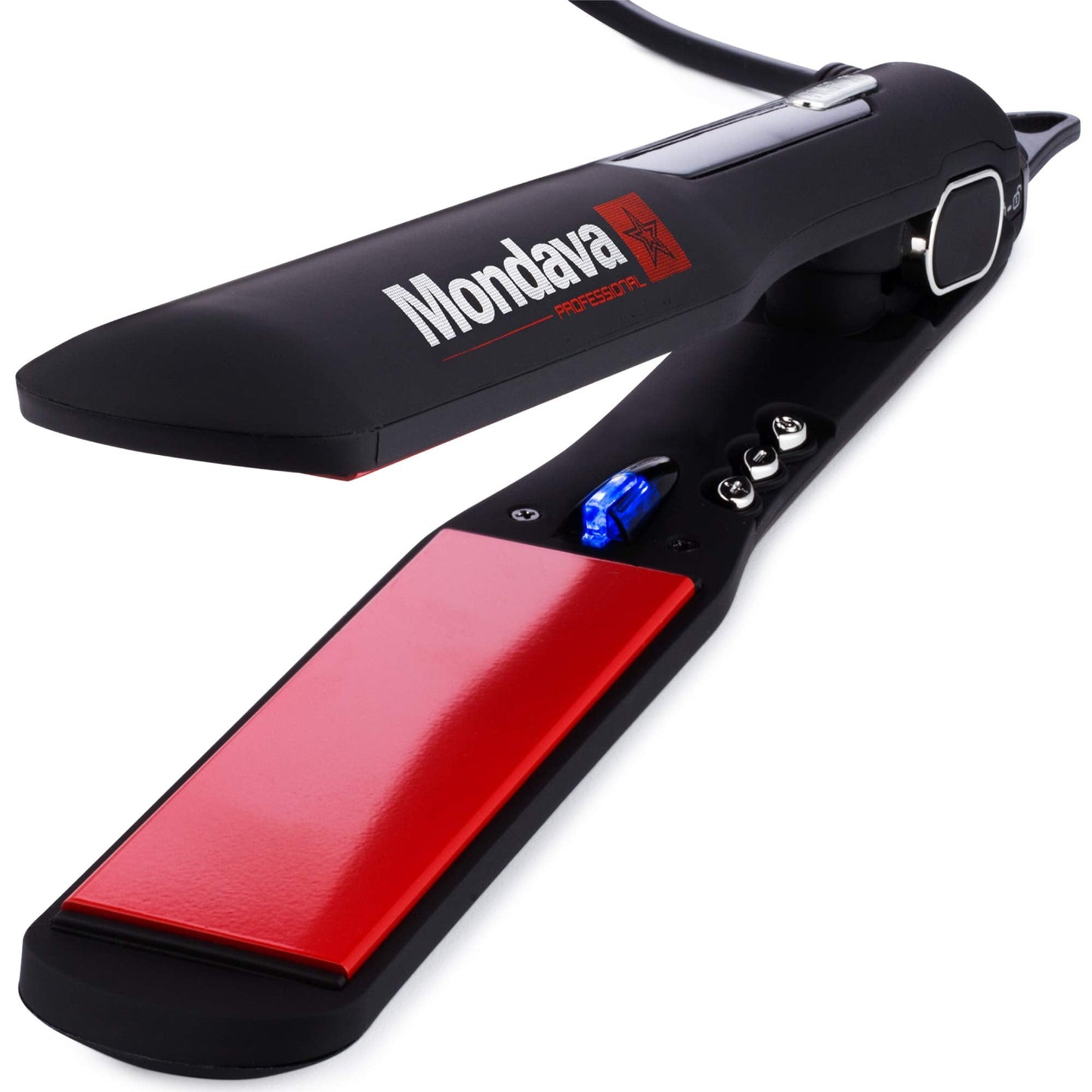 MONDAVA Professional | Ceramic Tourmaline Flat Iron Hair Straightener 1¼" | (Dual Voltage) | (Adjustable Temperature Digital Technology) | Straighten & Style Wild Hair in Under (8 Min)