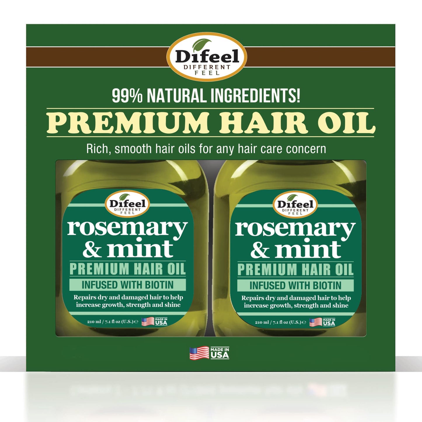 Difeel Rosemary and Mint Premium Hair Oil with Biotin 7.1 Ounce. - Deluxe 2-PC Gift Set