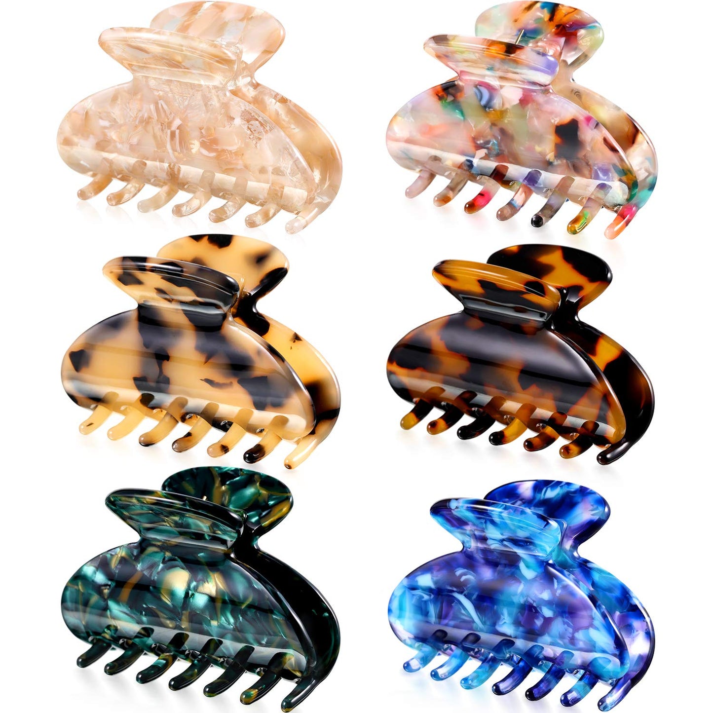 6 Pieces Tortoise Shell Hair Claw Clip for Women 2 Inch Hair Clip Tortoise Hair Medium Banana Claw Clips for Hair French Resin Clamp for Girls, Assorted Design