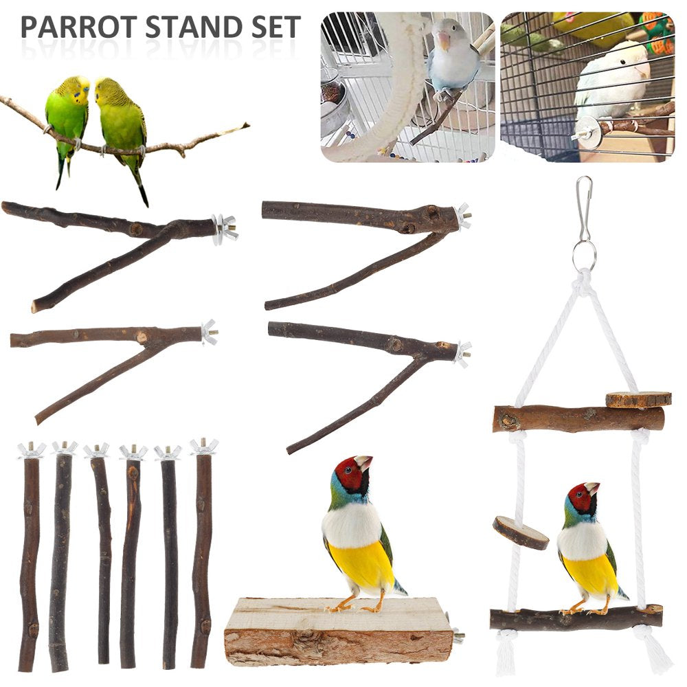 Harupink Parrot Bird Perches Natural Wood Bird Standing Stick Parrot Perch Stand Platform Wooden Exercise Climbing Paw Grinding Toy Birdcage Accessories for Parakeet Parrot Budgie Lovebirds