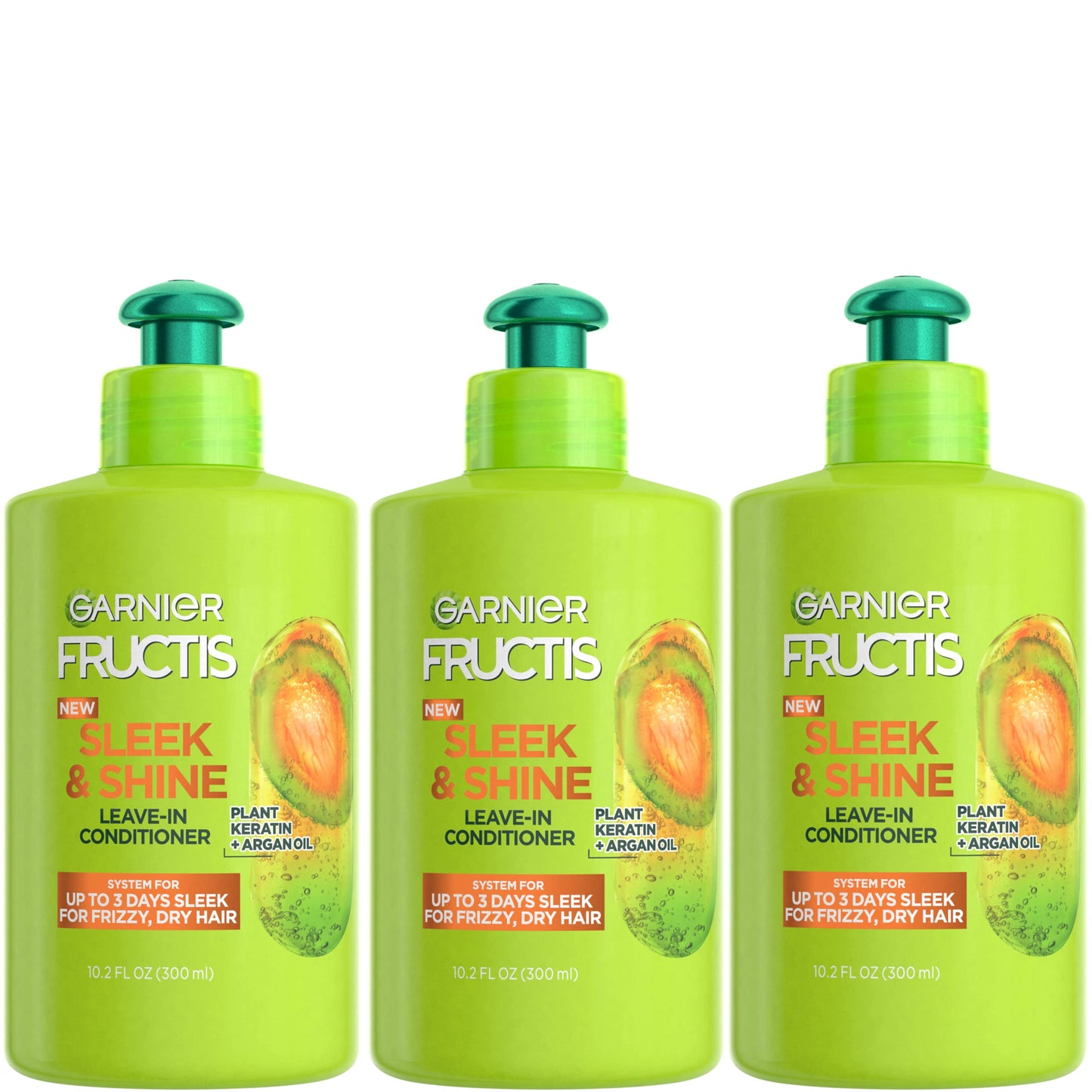 Garnier Fructis Sleek and Shine Intensely Smooth Leave-In Conditioning Cream, 10.2 Ounce (Pack of 3) (Packaging May Vary)