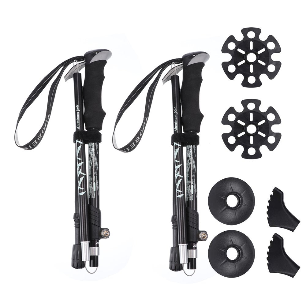 2Pc/Pair 130CM Trekking Aluminum Alloy Climbing Stick Telescopic Running Trail Canes Shockproof Hiking Accessories