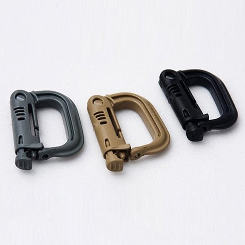 Opolski 2Pcs D-Ring Buckle Tactical Military Carabiner Clip Climbing Molle Bag D-Ring Buckle Keyring for Camping Hiking Outdoor Activities