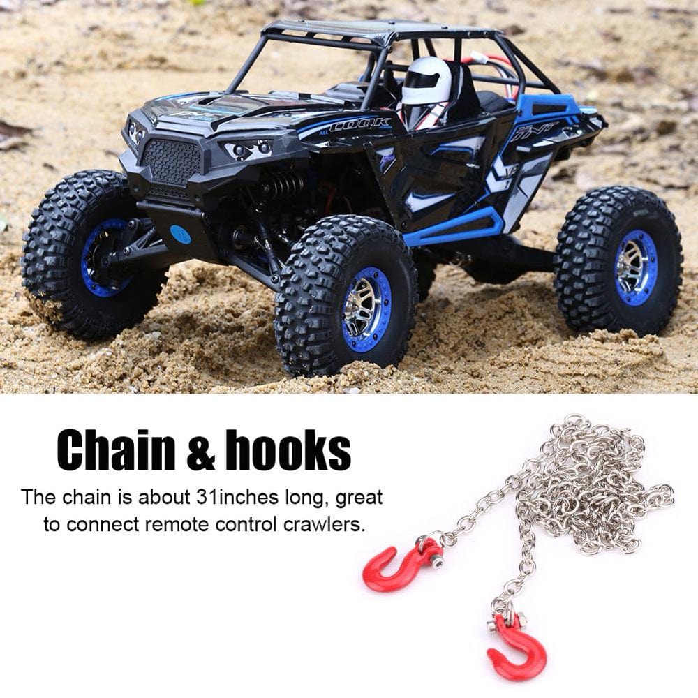 OTVIAP Metal RC Trailer Tow Hooks Accessories with Chain for SCX10 D90 1:10 RC Crawler Climbing Car, RC Accessory, RC Hook