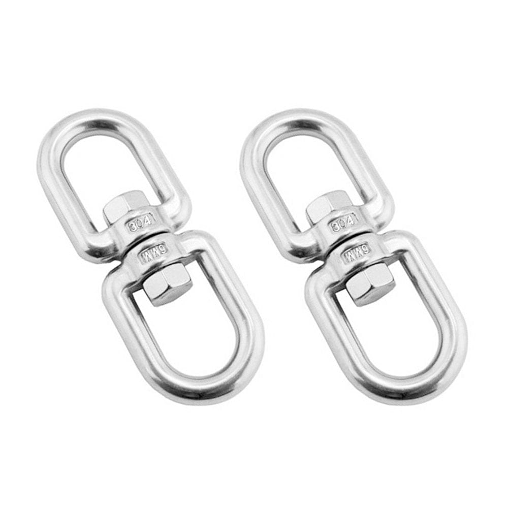 Tureclos 2 Pcs 6Mm Climbing Swivel Ring Hooks Double Ended Eye Universal Rotating Connector Accessories for Outdoor Activity Equipment