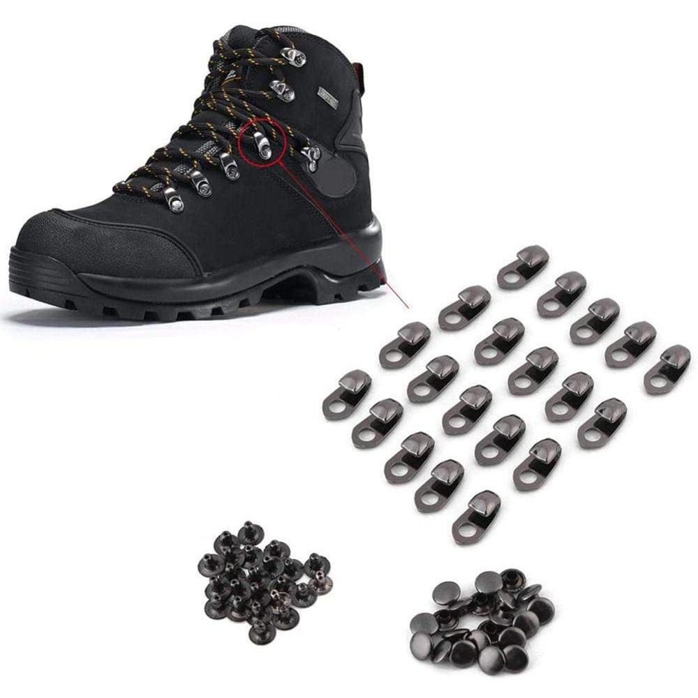 Zerone Boot Hooks Lace Fittings,20Pcs/Set Boot Hooks Lace Fittings with Rivets for Repair/Camp/Hike/Climb Accessories