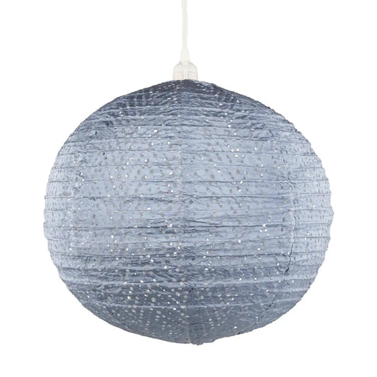 18" Chevron Metallic Blue Pendant Lamp