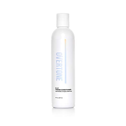 OVERTONE Haircare Blue Toning Conditioner with Shea Butter & Coconut Oil, Neutralizes Brassiness in Blonde to Light Brown Hair, Cruelty-Free, 8 oz