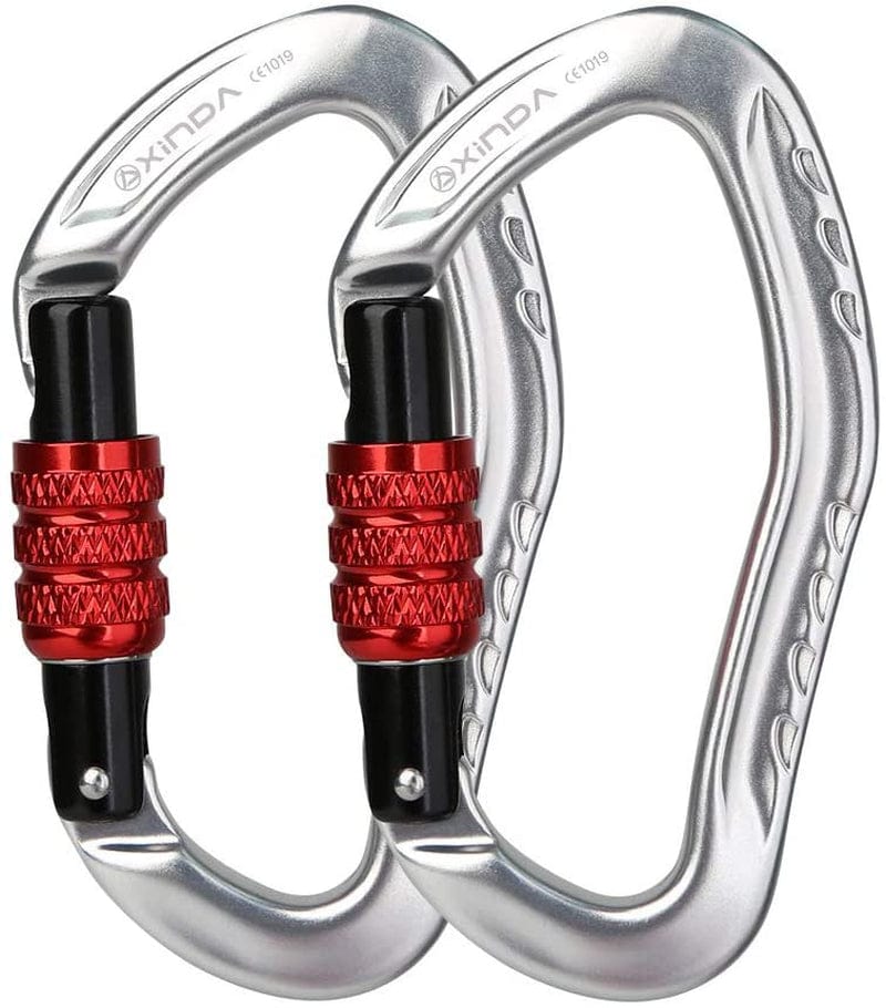 22KN Screwgate Climbing Carabiner Clip, Heavy Duty Offset D-Ring Locking Carabiner Large, CE UIAA Certified Carabiner Hooks for Climbing Hammock