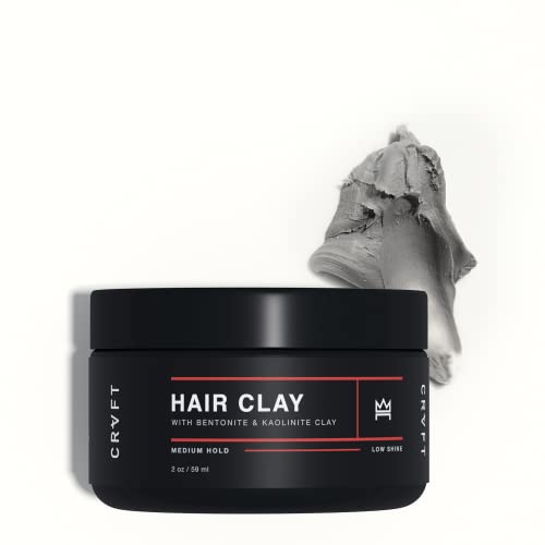CRVFT Hair Clay 2oz | Medium Hold/Zero Shine Matte Finish | Add Volume & Texture | Ideal for Textured, Short & Medium Styles | Reworkable | [High Density] Clay Base, Stylist Approved [Unscented]