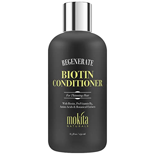 Mokita Naturals Conditioner with Biotin, ProVitamin B5 and Amino Acids for Repair Treatment and Deep Moisturizing for All Hair Types - Detangle, Protect and Support New Hair Growth - 8.5 Ounces