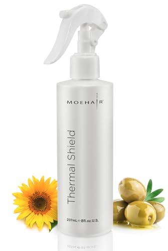 MOEHAIR Professional Grade Heat Protectant Spray for Color-Treated and Natural Hair, Thermal Protection for Hair, Tames Flyaways, Reduces Frizz, Adds Shine, Split End Treatment, 8 Fl Oz