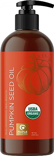 Pumpkin Seed Oil Organic Certified - 100% Pure Organic Pumpkin Seed Oil for Hair Growth and Anti Aging Face Oil - Organic Hair Oil for Dry Hair and Growth - Virgin Cold Pressed & Unrefined (16oz)