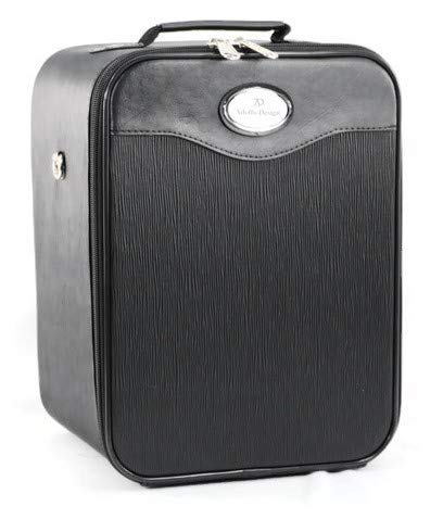 Adolfo Design Small Wig Travel Box with Top Handle, Shoulder Strap & Double Zipper, Carrying Case with Removable Head-Holding Base - Black