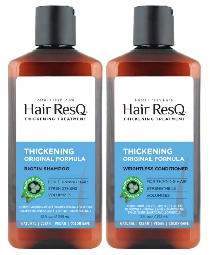 Petal Fresh Hair ResQ Original Formula Natural Thickening Biotin Shampoo & Weightless Conditioner For Noticeably Thinning Hair, Strengthens & Volumizes, Vegan & Cruelty-Free 2 Count (Bundle)