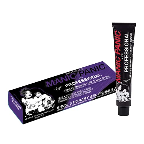 MANIC PANIC Professional Love Power Purple - Medium Red Based Violet Purple Semi Permanent Gel Hair Color - Lasts Through 40+ Washes - No Developer Required (3oz)