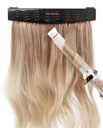 Hair Works 4-in-1 Hair Extension Style Caddy - The Original Hair Extension Holder Designed To Securely Hold Your Extensions While You Wash, Style, Pack and Store Them (Black)