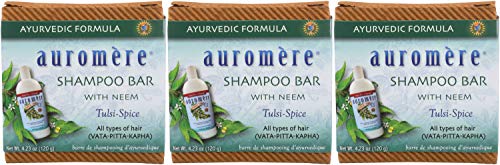 Auromere Ayurvedic Shampoo Bar - Eco Friendly, Handmade, Vegan, Cruelty Free, Natural, Non GMO, All in One Bar for Soap and Shampoo (4.23 oz), 3 pack