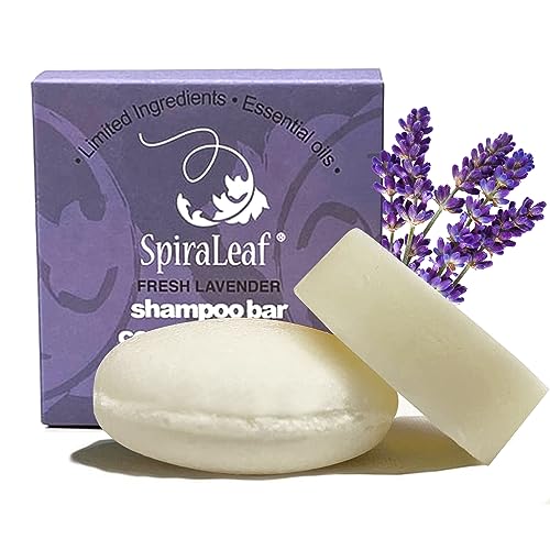 SpiraLeaf Shampoo Bar & Conditioner Bar Set, FRESH LAVENDER Pure Essential Oils, Light Scent, Limited Ingredients, Concentrated Formula, Made USA, Zero Waste, Color-Fragrance Free, Travel Ready