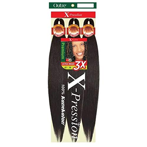 OUTRE SYNTHETIC PRE STRETCHED ULTRA BRAID - XPRESSION 3X 52” (Color:1B Off Black, Pack of 2)