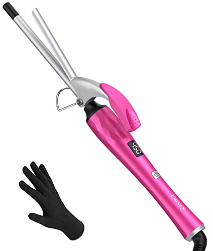 FARERY Small Curling Iron, 3/8 Inch Thin Curling Iron for Short & Long Hair, 9mm Curling Wand for Defined Curls, Long Lasting, Argan Oil & Keratin Infused Ceramic Curling Wand Iron, 12 Heat Settings