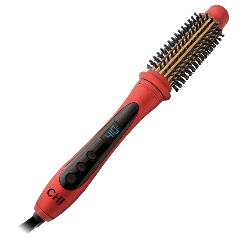 CHI Tourmaline Ceramic Heated Round Brush,Ruby Red, 1.25