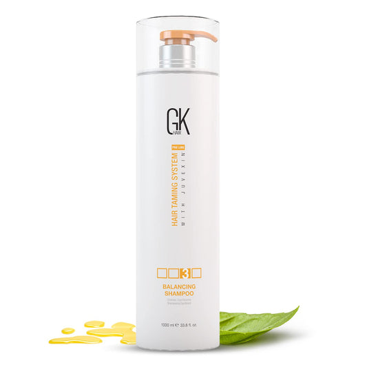 GK HAIR Global Keratin Balancing Shampoo (33.8 Fl Oz/1000ml) For Oily & Color Treated Hair Deep Cleansing, Restores pH Levels Ideal for Over-Processed and Environmentally Stressed Hair
