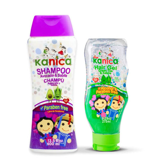 Kanica Shampoo and Hair Gel Aloe Vera Kit, Paraben Free | (13.5 fl oz) Shampoo + (9.29 fl oz) Hair Gel