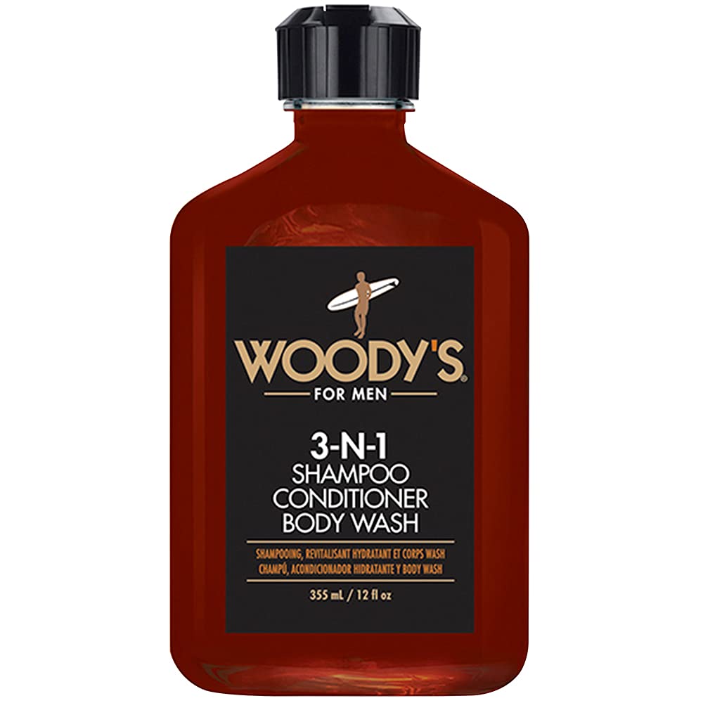 Woody's 3-in-1 Shampoo, Conditioner, & Body Wash for Men, 12 fl. oz., 1-Pack