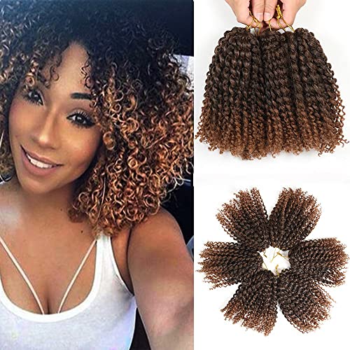 8 Inch Short Passion Twist Hair 6 Bundles Kinky Curly Crochet Hair for Black Women Curly Braiding Hair Crochet Braids Hair（6Bundles8 Inch, 1B/30）