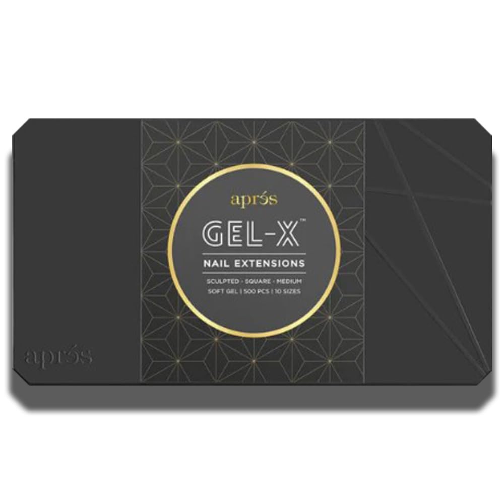 Aprés Gel-X Nail Kit Refills - Box of 500 Nail Tips, Sizes 0-9 (Sculpted Square Medium)