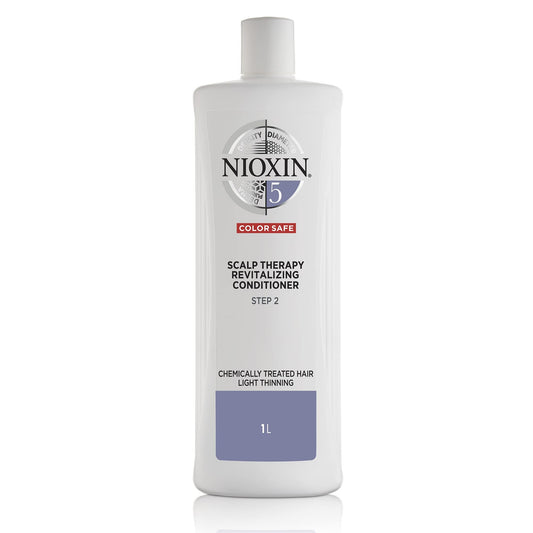 Nioxin System 5 Scalp Therapy Conditioner with Peppermint Oil, Treats Dry Scalp, Provides Moisture Control & Balance, For Bleached & Chemically Treated Hair with Light Thinning, 33.8 fl oz