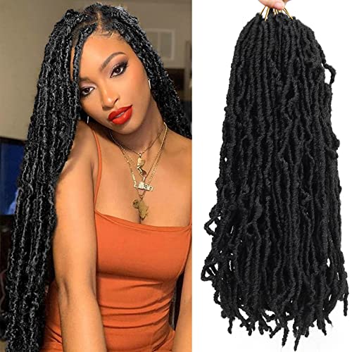 Soft Locs 24 Inch Faux Locs Crochet Hair 6 Packs Pre looped New Crochet Locs Hair Nature Color(24Inch, 1B,)
