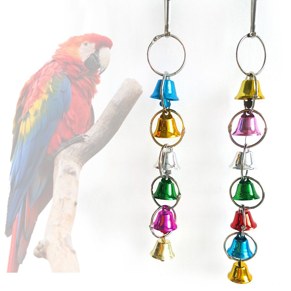 Shulemin Colorful Bell Bird Parrot Cage Swing Climbing Chewing Hanging Toy Pet Accessory,Random Color 24 Cm